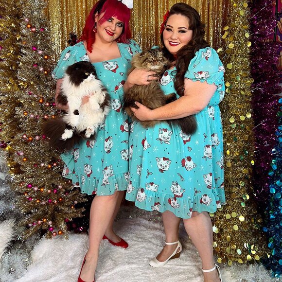 SOURPUSS CHRISTMAS KITTIES CREAM PUFF DRESS -- Medium, NWT - Picture 6 of 6